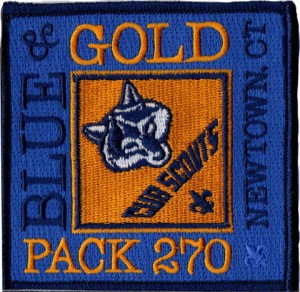 Blue and Gold Square Embroidered Patch Design Idea