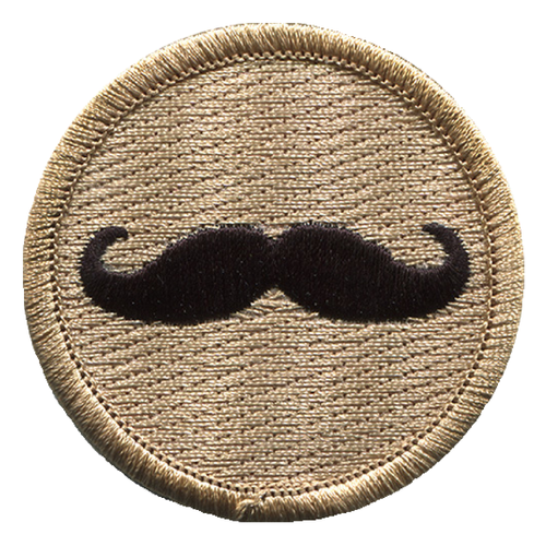 Mustache Scout Patrol Patch - embroidered 2 inch round
