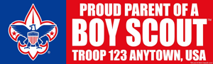 proud parent boyscout troop bumpersticker